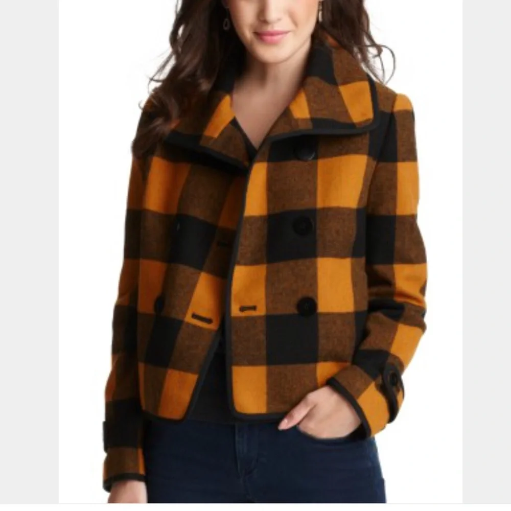 LOFT Buffalo Plaid Double Breasted Jacket - Picture 1 of 4